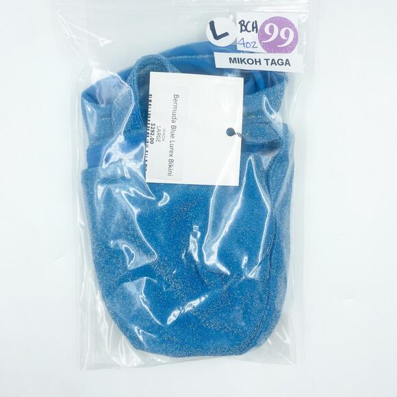 Mikoh Taga Lurex 2 piece Bikini Set in Bermuda Blue Metallic Large #1TGA1-2 NEW - Picture 6 of 7